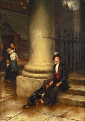 A family and a dog